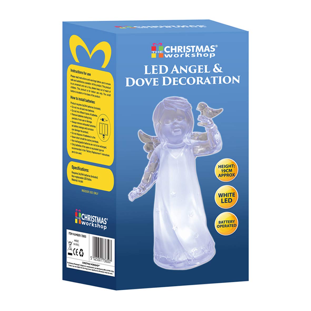 LED acrylic angel with bird Christmas ornament