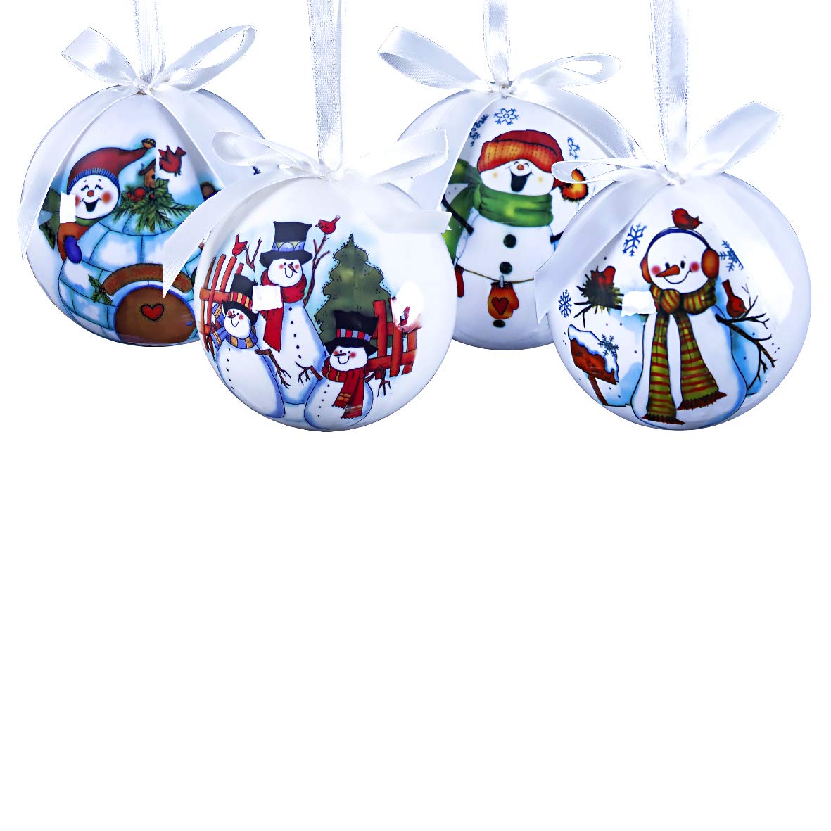 Set of 14 multicolour Christmas scene decoupage baubles