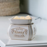 Candle Warmers Etc. 2-in-1 candle and wax melt warmer with Faith Family Friends design