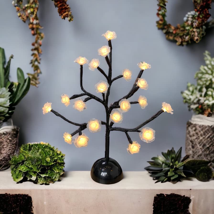 Battery LED rose tree for seasonal and home displays