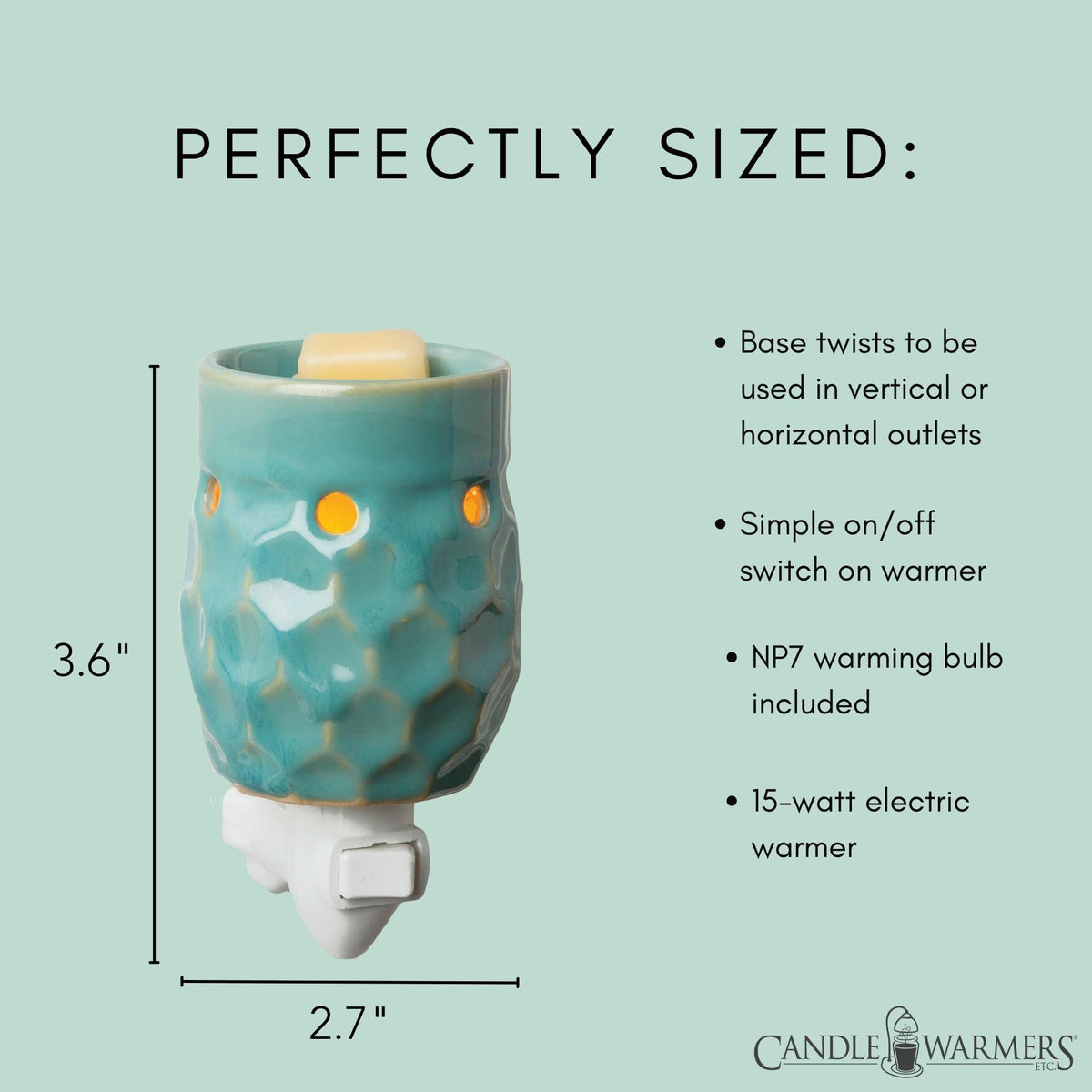 Candle Warmers Etc. Honeycomb Turquoise plug-in fragrance warmer