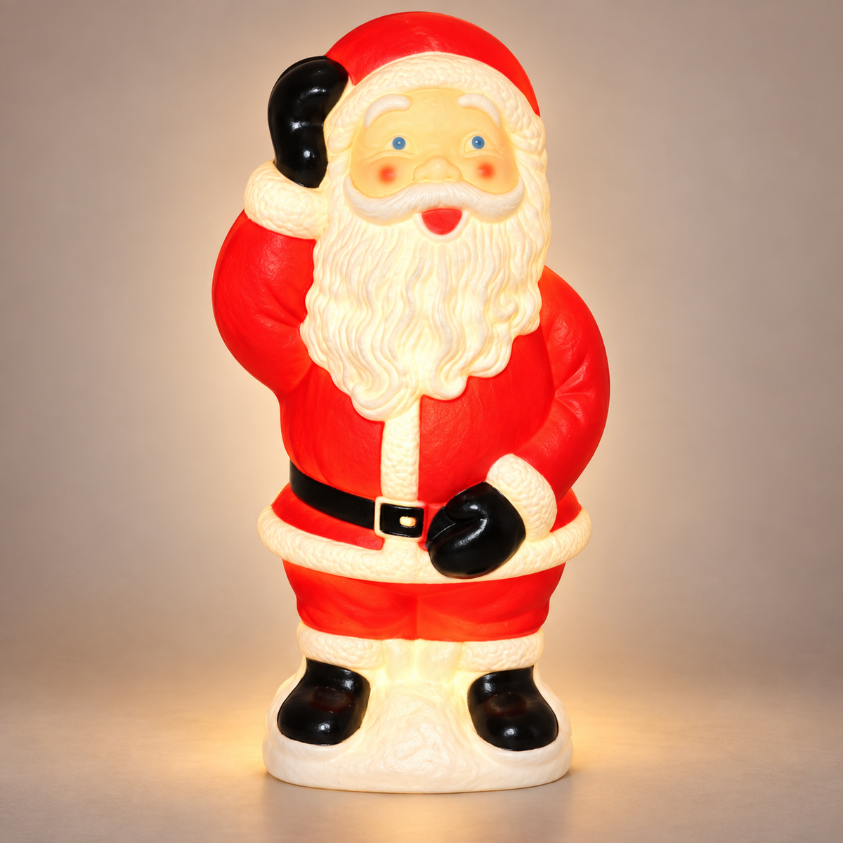 70cm waving Santa blow-mould Christmas figure angled view