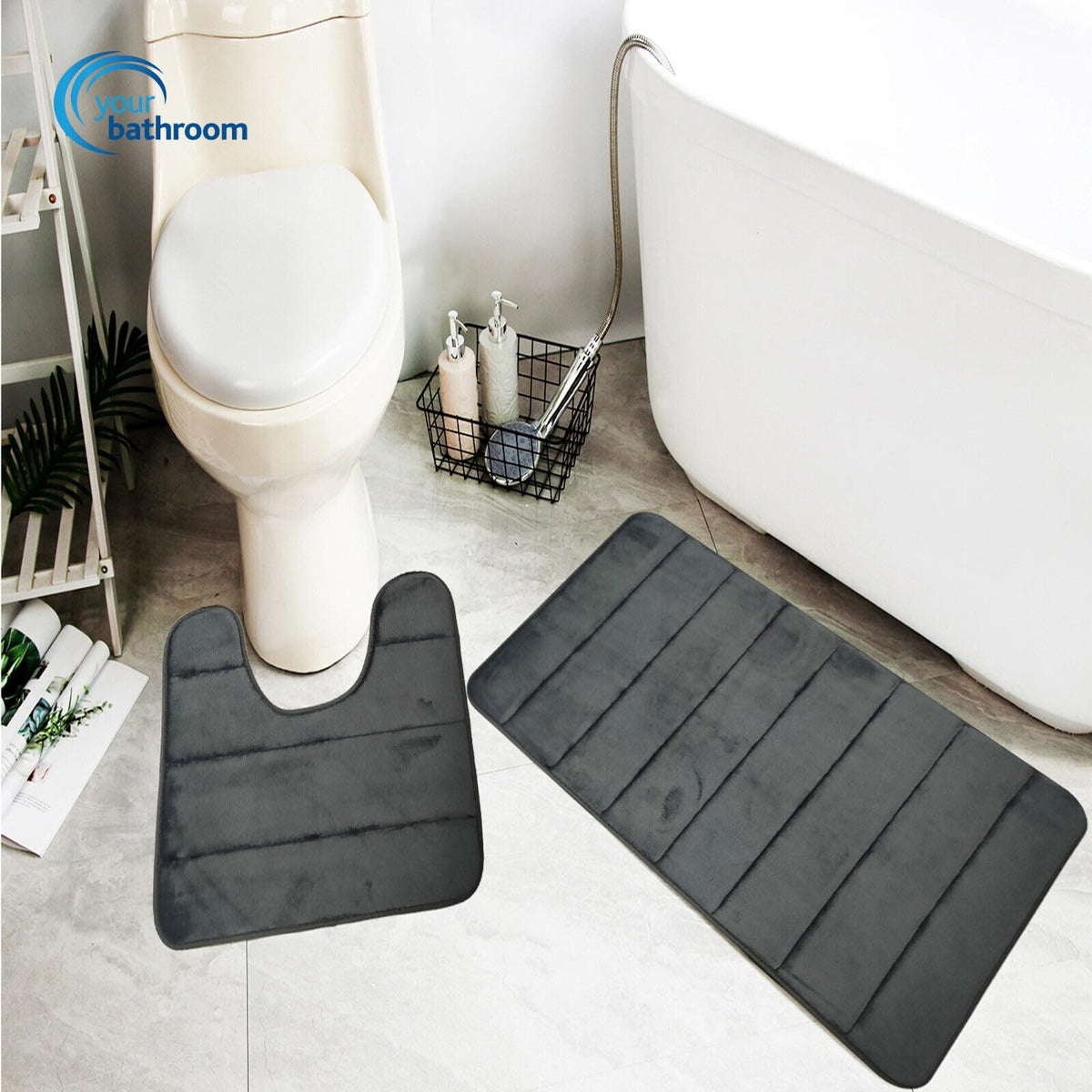 Your Bathroom grey two-piece memory foam bath mat set