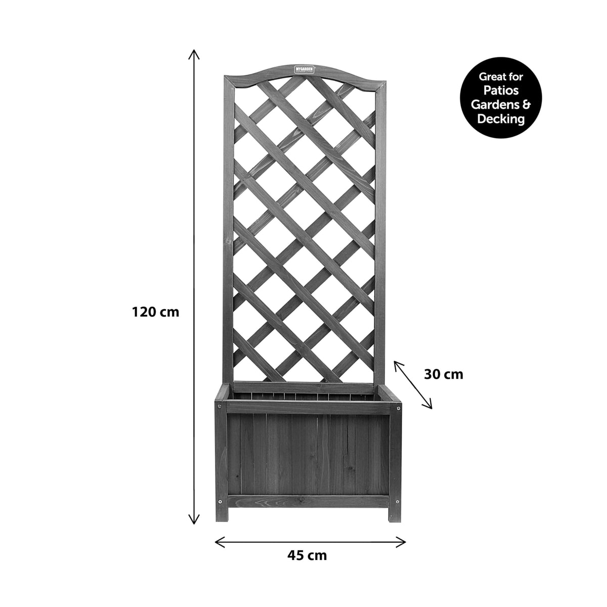 My Garden 120cm wooden lattice planter with trellis