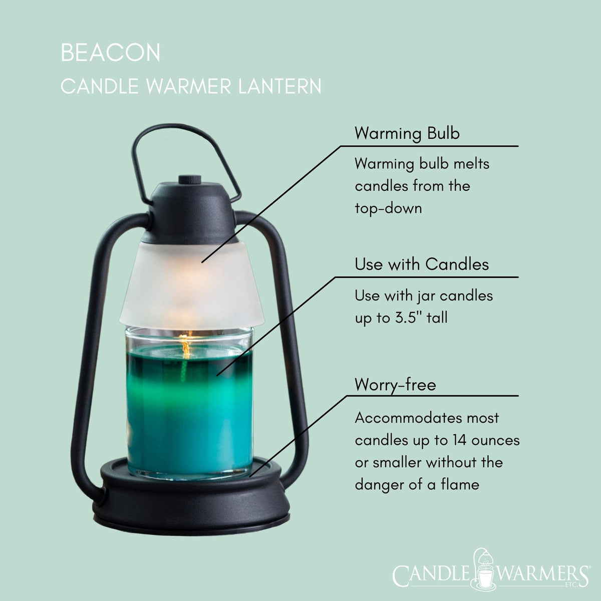 Beacon black top-down candle warmer lantern