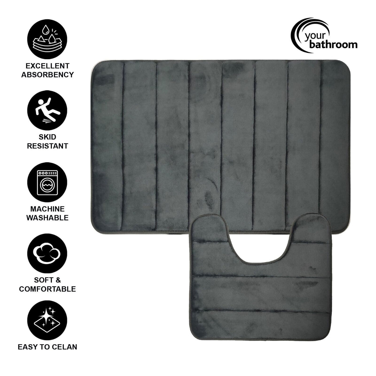 Your Bathroom grey two-piece memory foam bath mat set