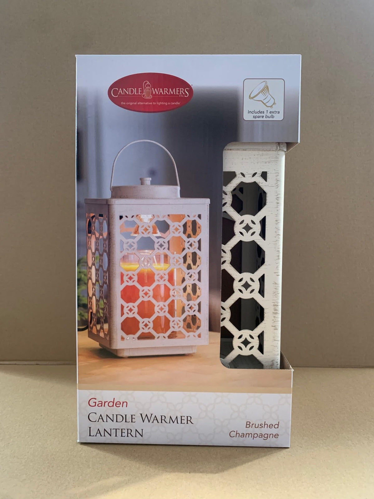 Candle Warmers Garden candle warmer lantern in brushed champagne