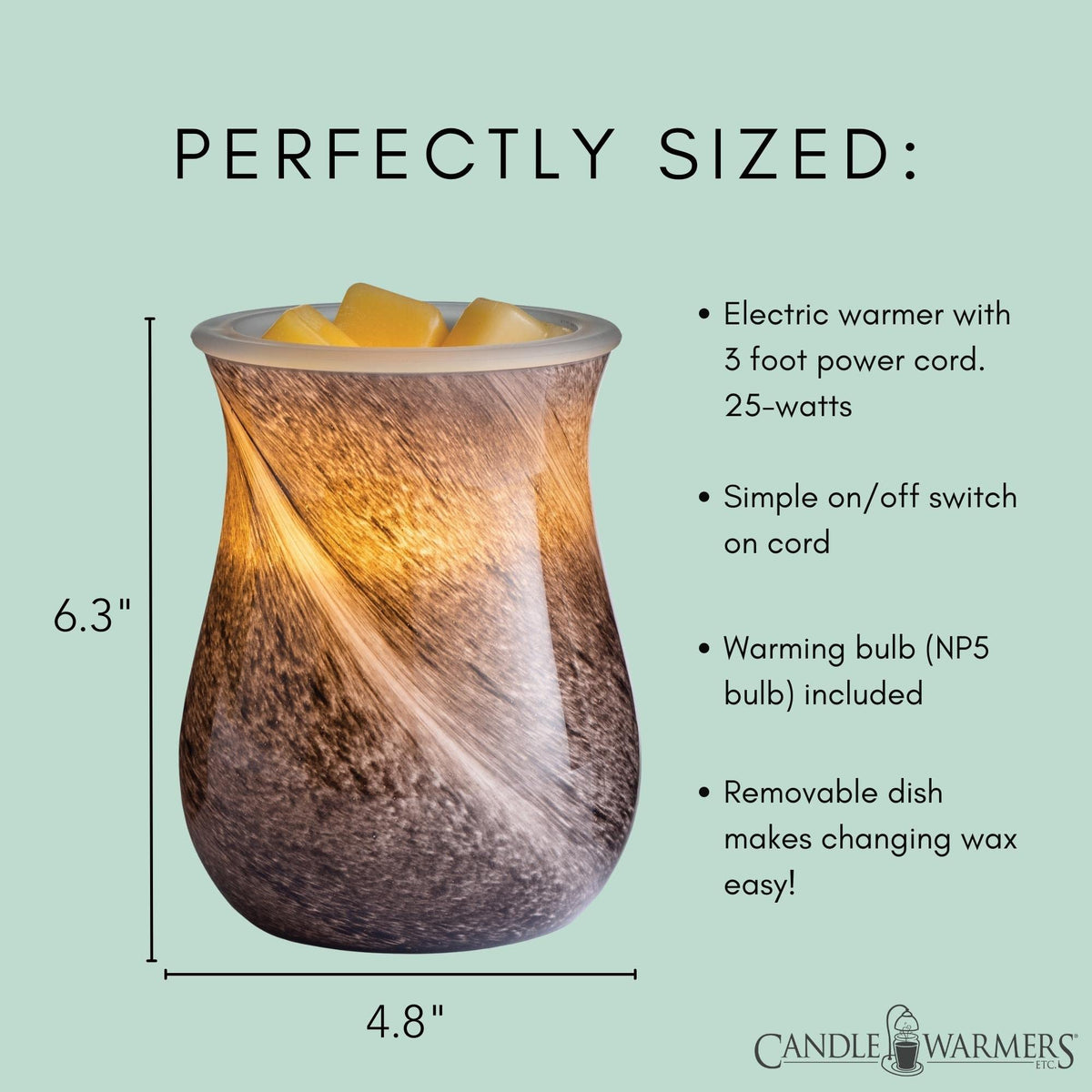 Candle Warmers Etc Obsidian glass electric wax melt fragrance warmer