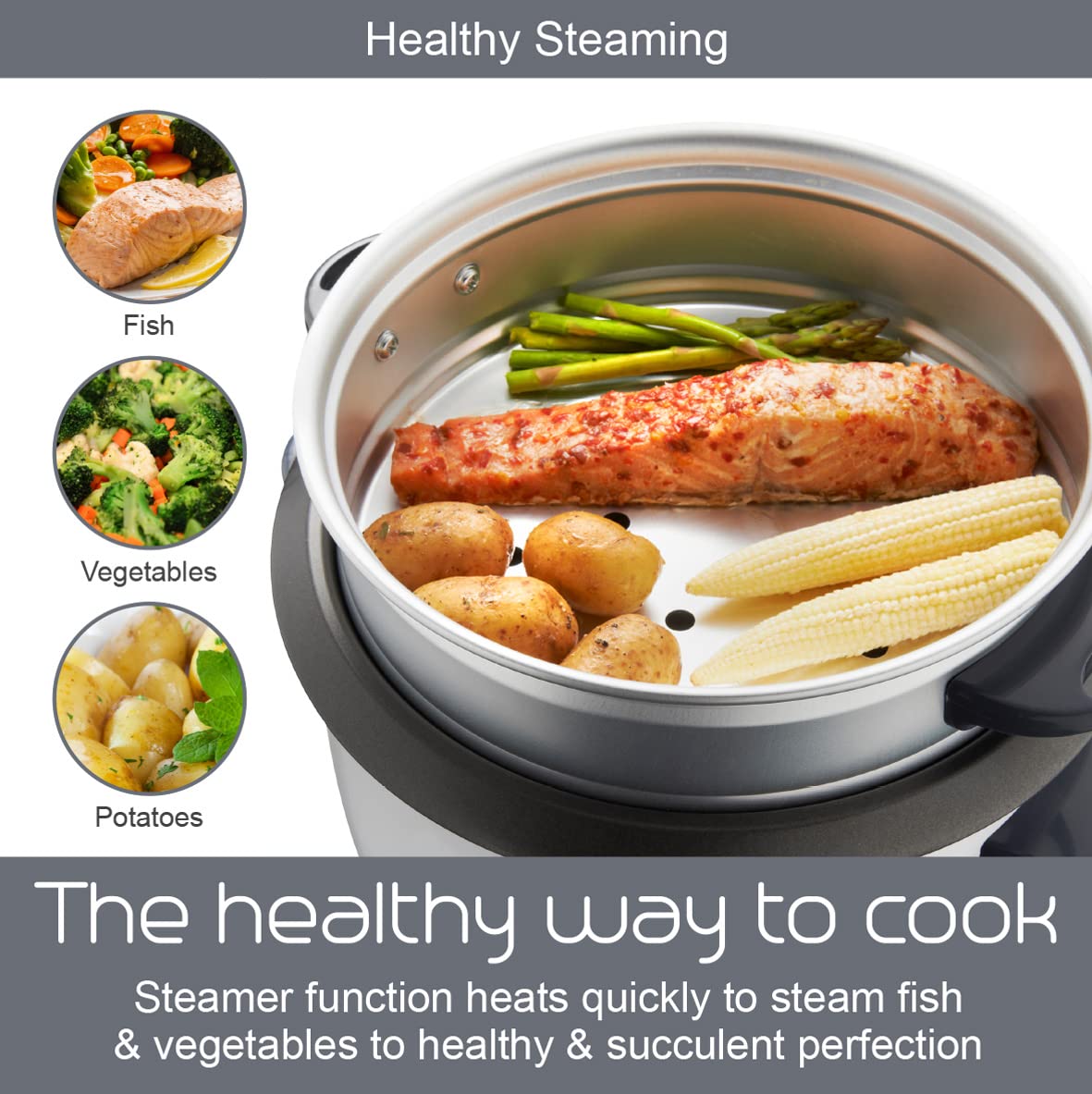 Quest 1L 400W white rice cooker and steamer