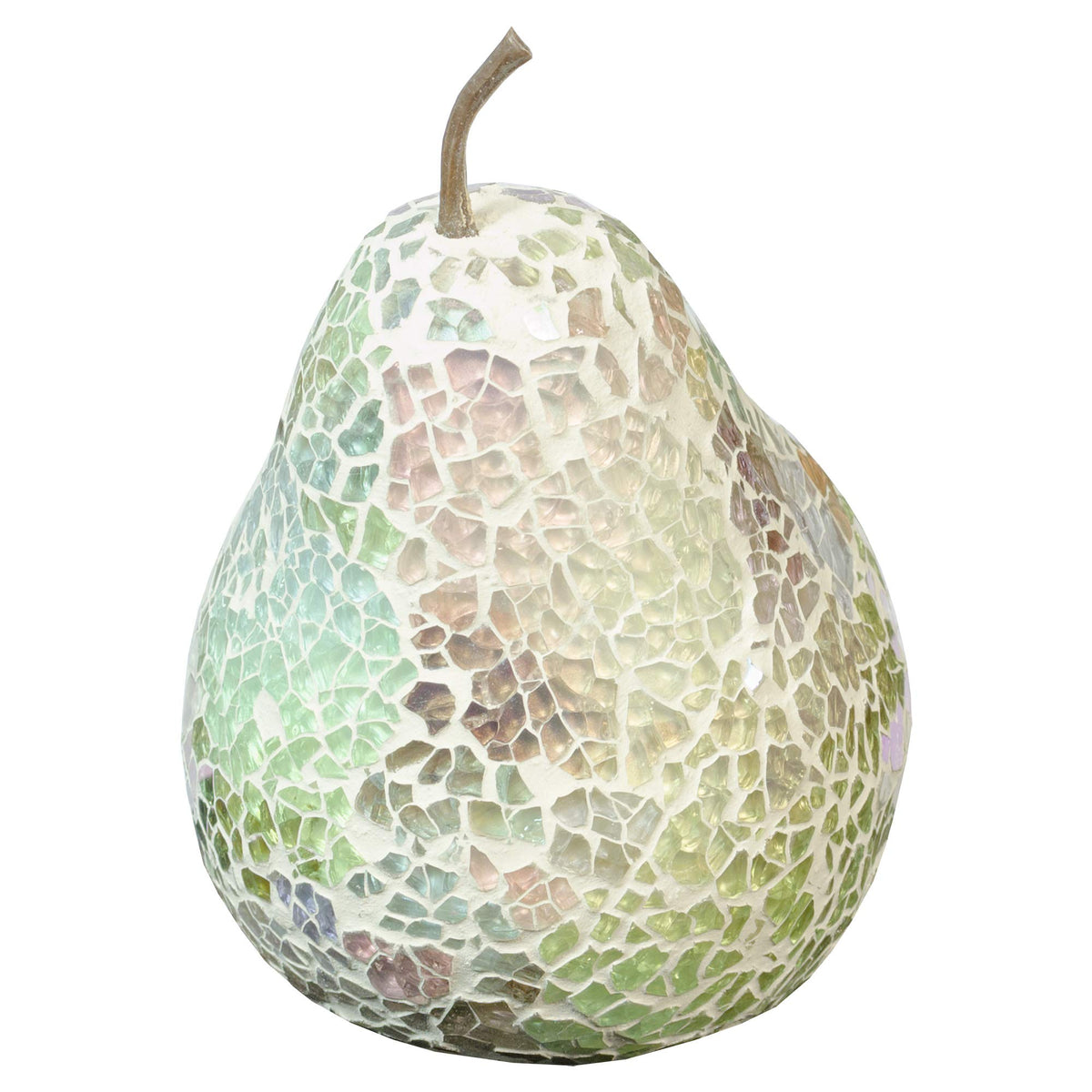 Natural mosaic glass pear ornament 11cm