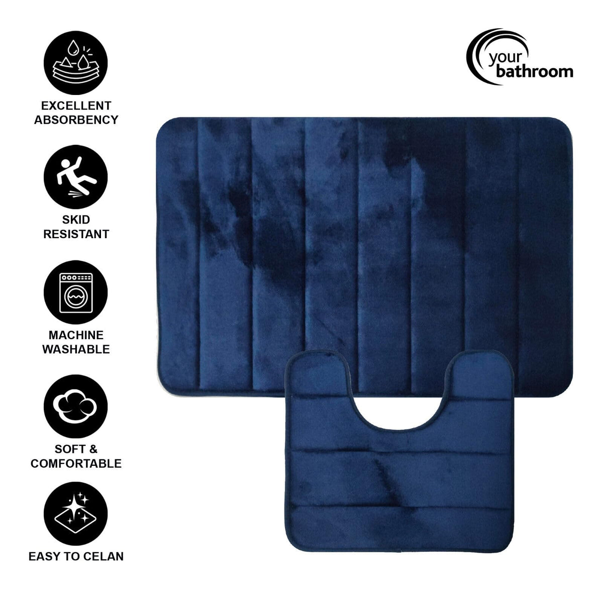 Your Bathroom blue two-piece memory foam bath mat set