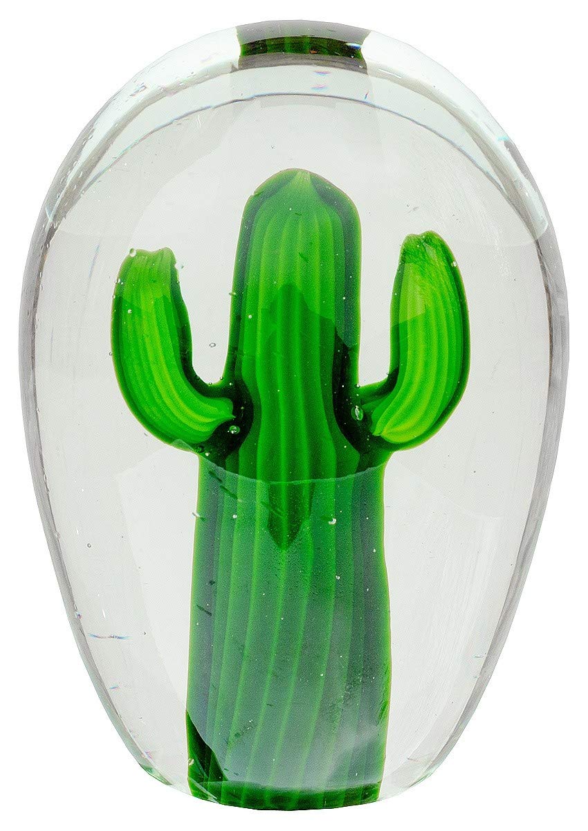 Large solid glass cactus ornament 18cm