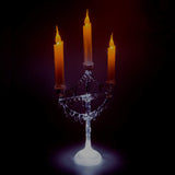 Clear acrylic Christmas candelabra with flickering lights