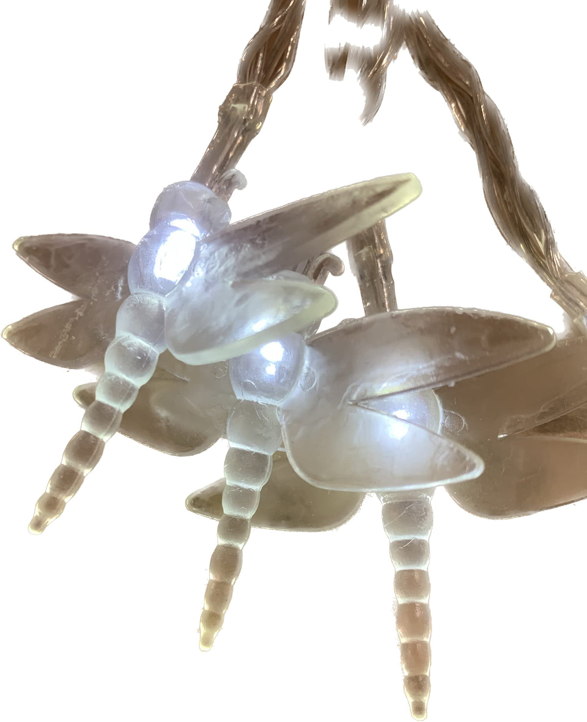 White dragonfly battery string lights with 10 LEDs