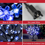 45cm blue and white LED blossom Christmas tree with 48 lights