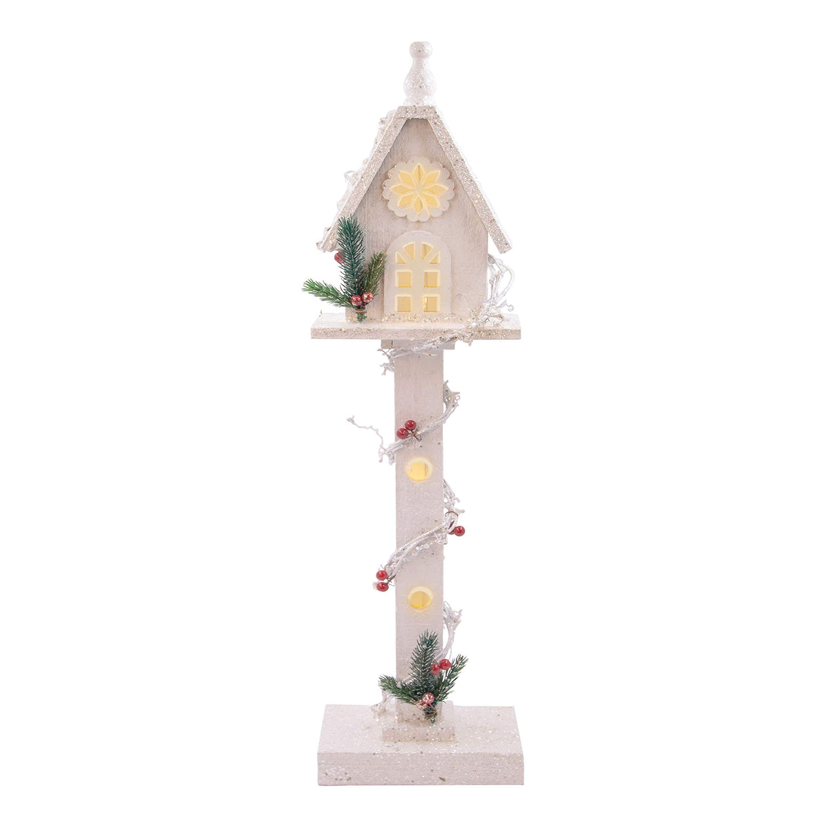 70cm white wooden LED Christmas treehouse decoration