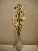 Cream blossom and magnolia artificial flower arrangement in vase – 60cm