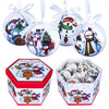 Set of 14 multicolour Christmas scene decoupage baubles