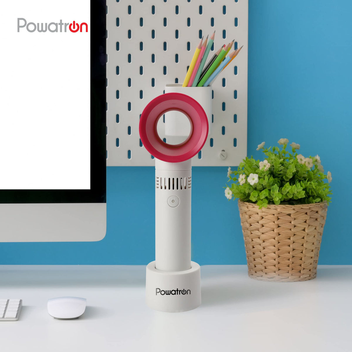 MyGarden USB rechargeable bladeless fan – white and red
