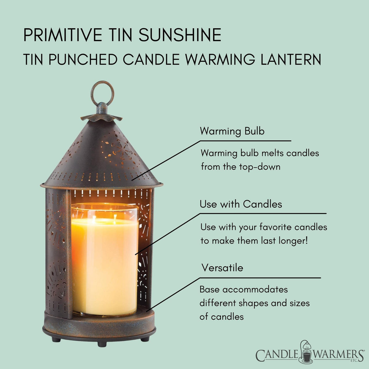 Candle Warmers primitive tin punched candle warmer lantern