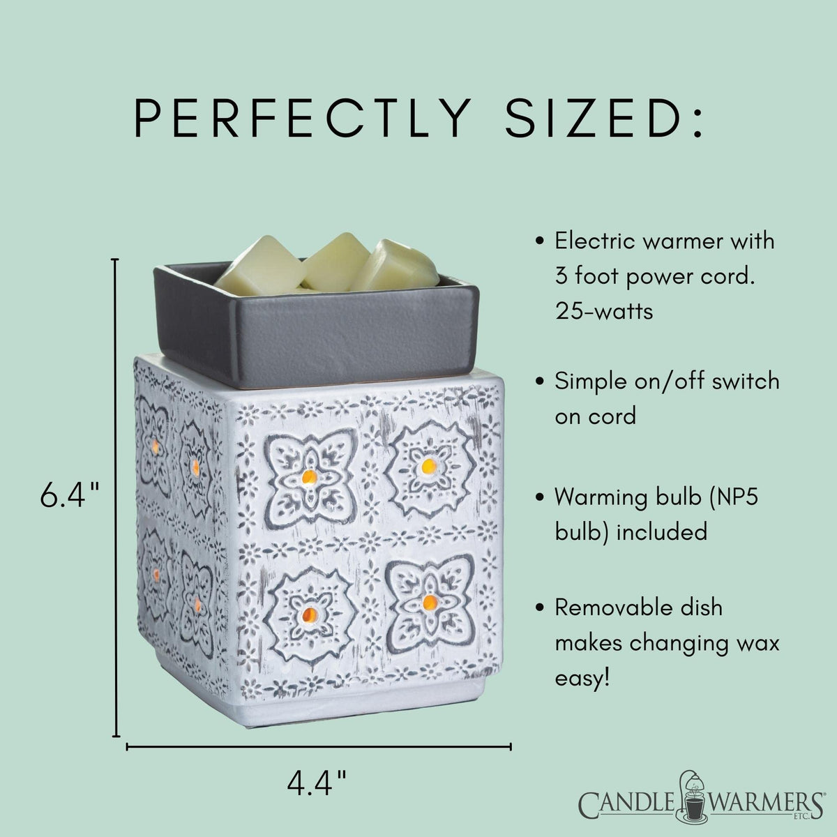 Candle Warmers Etc. Modern Cottage grey and white fragrance warmer