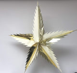Cream and gold spiky star foil Christmas ceiling decoration