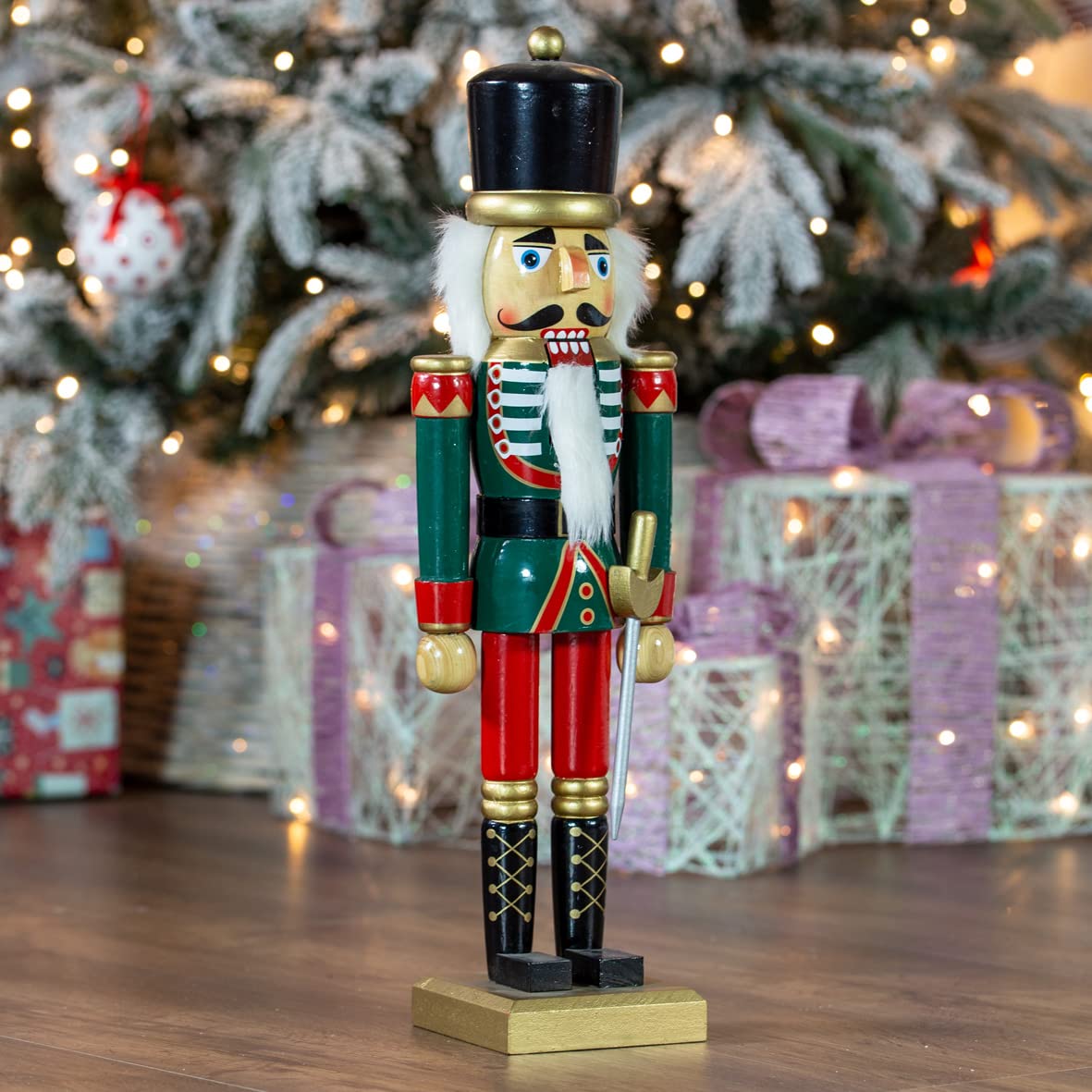 50cm red green and white wooden nutcracker soldier Christmas decoration
