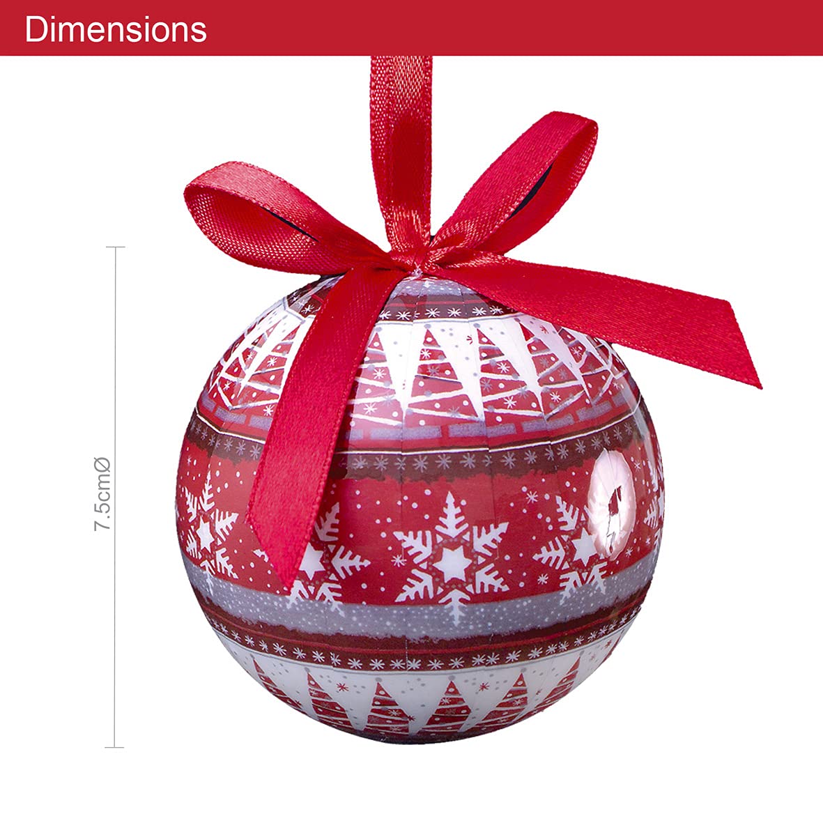 Set of 14 red and white Nordic Christmas baubles