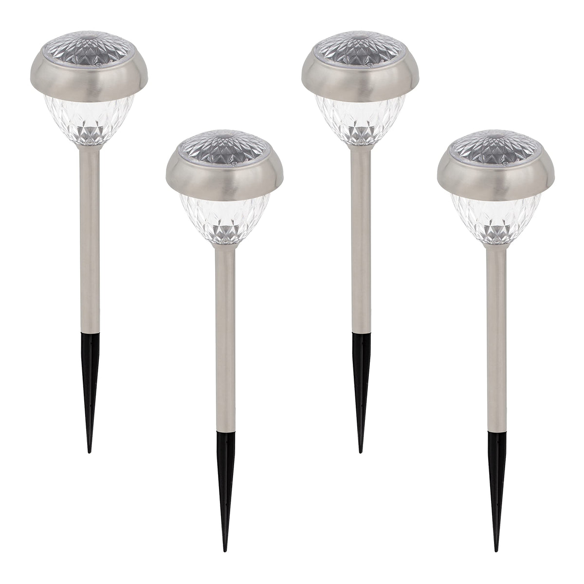Diamond-cut GardenKraft solar garden stake lights