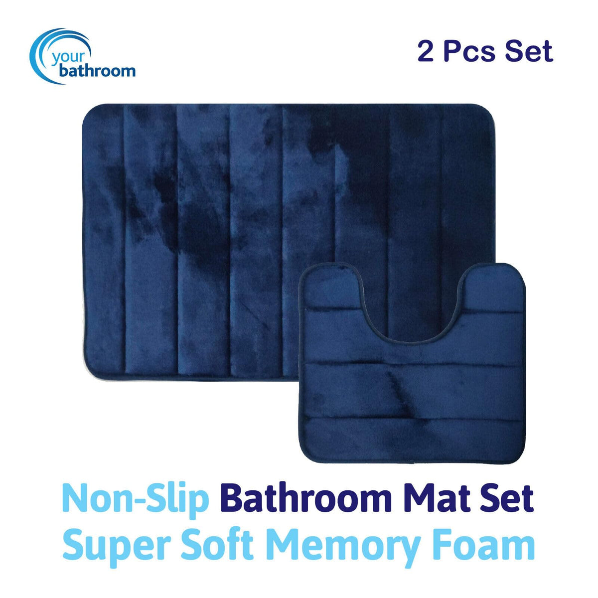 Your Bathroom blue two-piece memory foam bath mat set