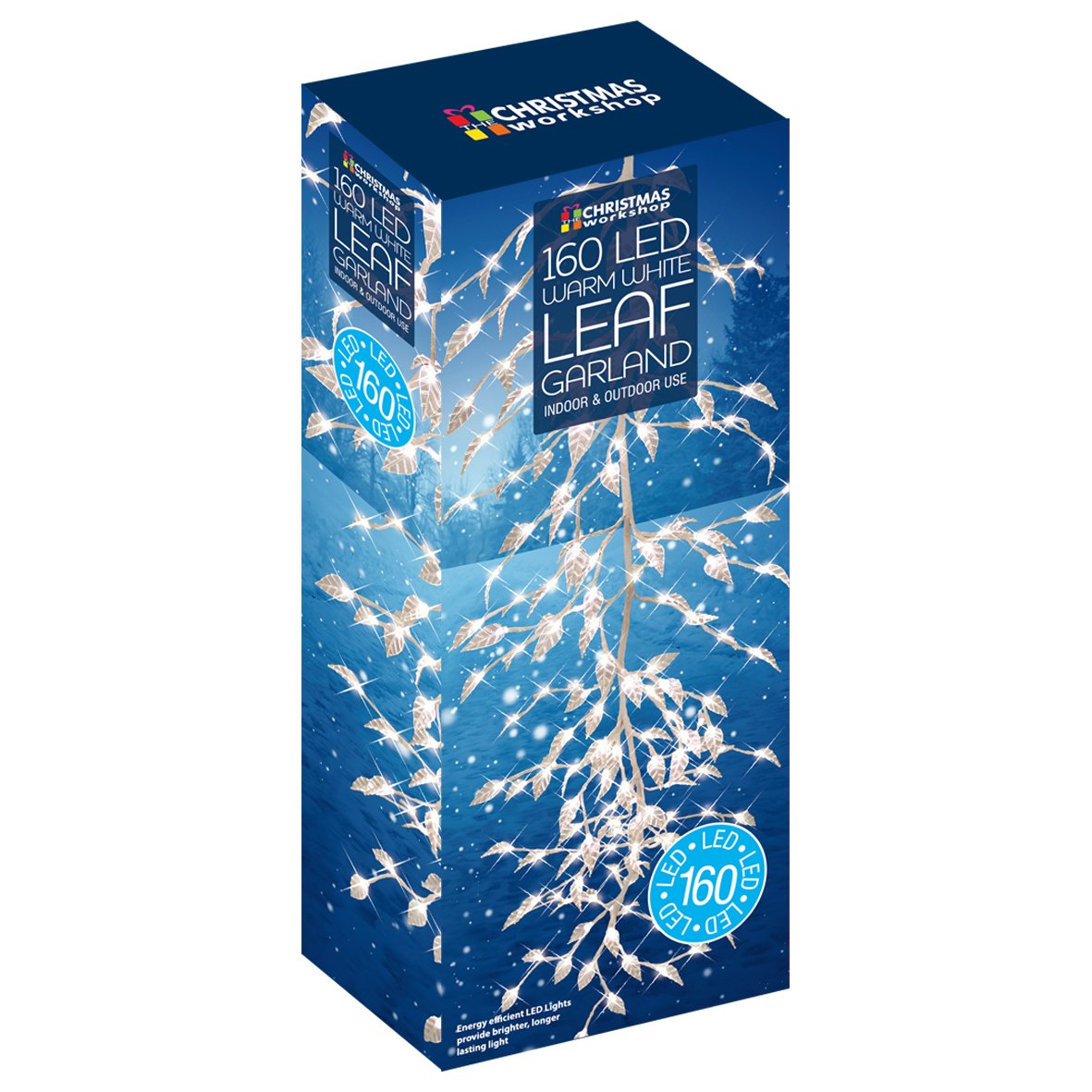160 warm white LED leaf garland branch light