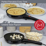 Quest 2-in-1 popcorn and crepe maker with 8 inch plate