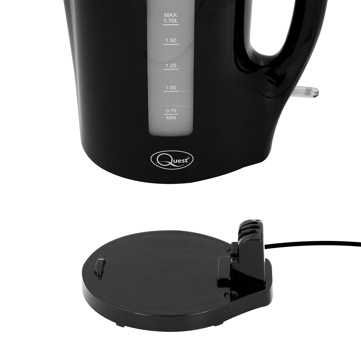 Quest 1.7L black cordless electric kettle