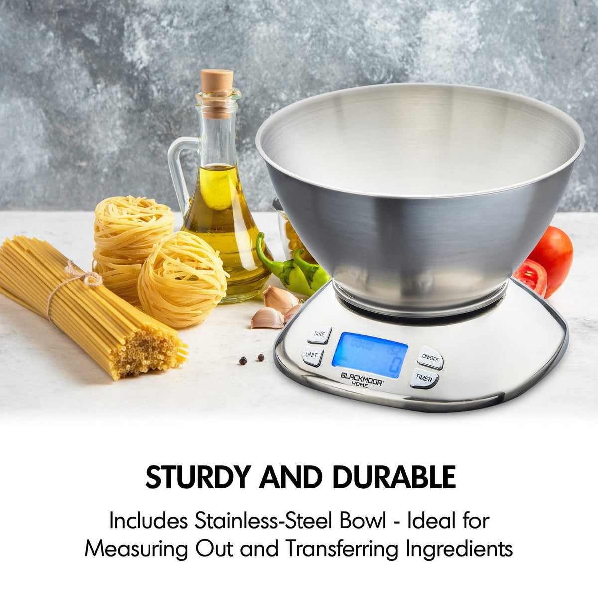 Blackmoor digital kitchen scales with stainless steel bowl