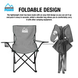 Adventure Peaks grey folding camping chair with carry bag and cup holder