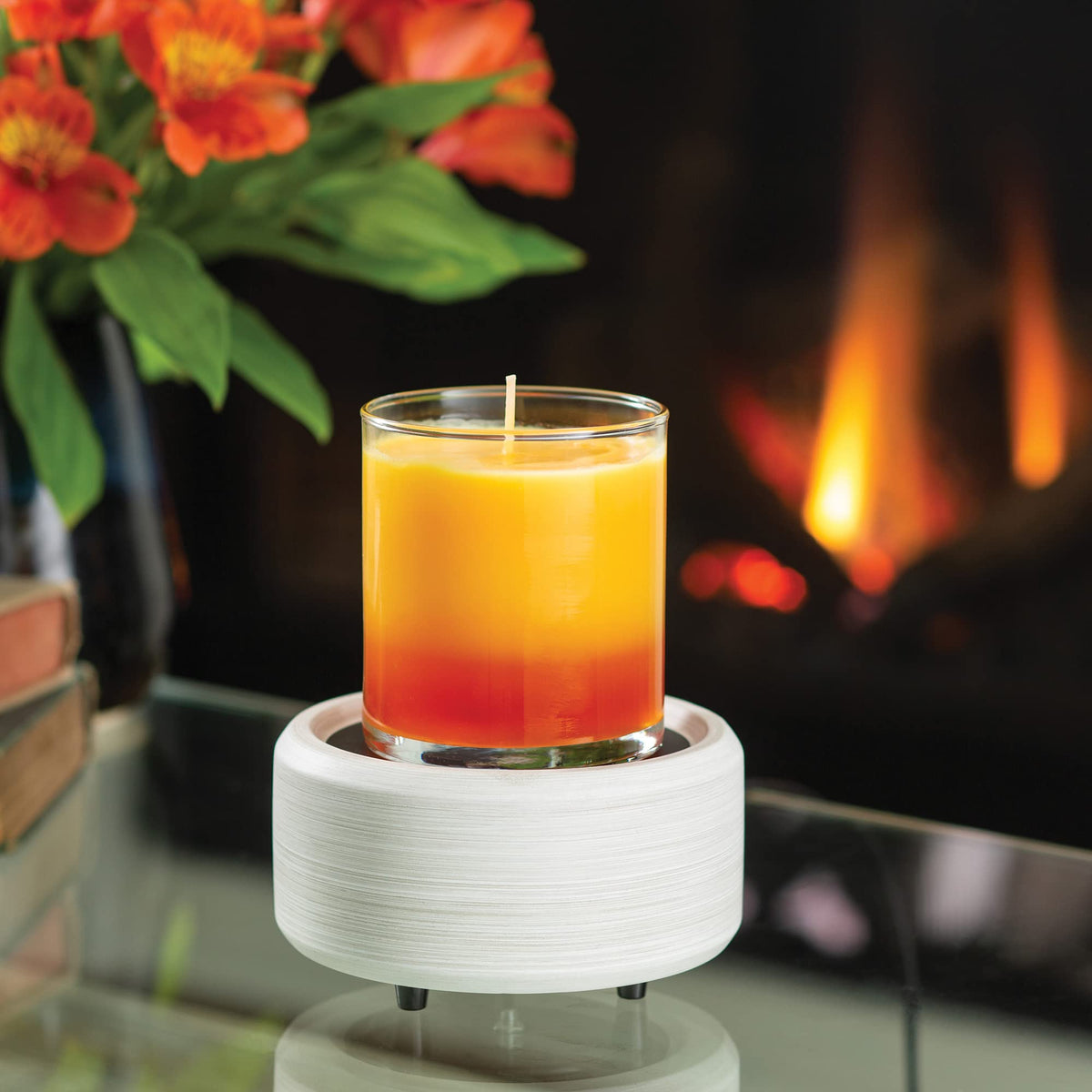 Electric wax melt warmer with removable ceramic dish