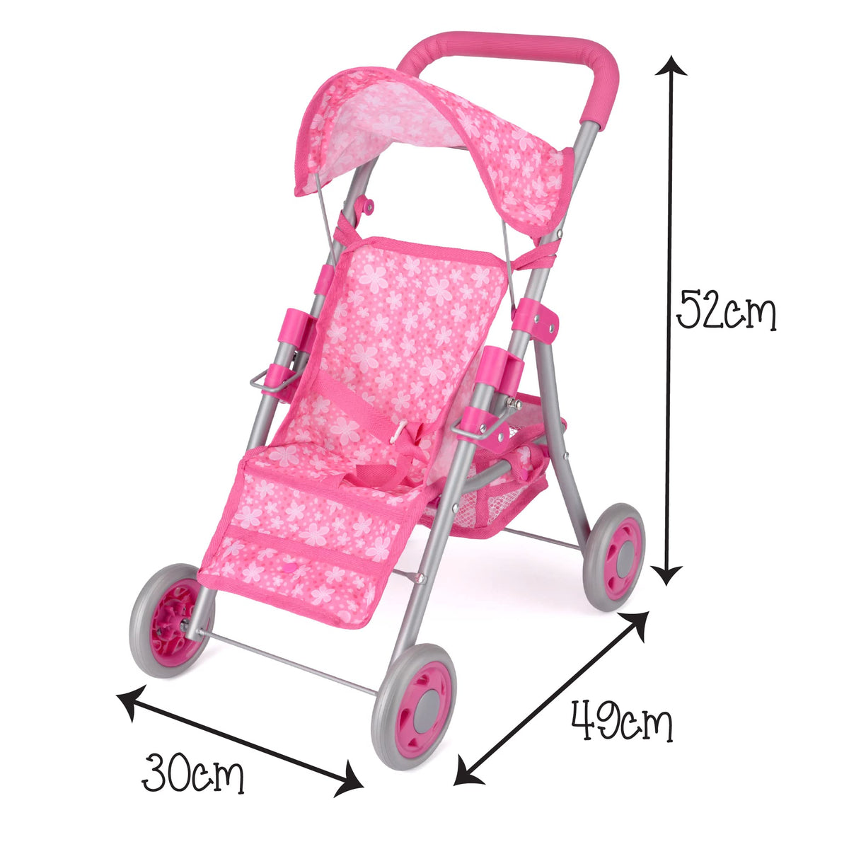 Toyrific Snuggles Deluxe pink foldable dolls buggy
