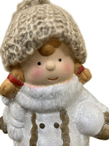 White Ceramic Girl With Woolly Hat