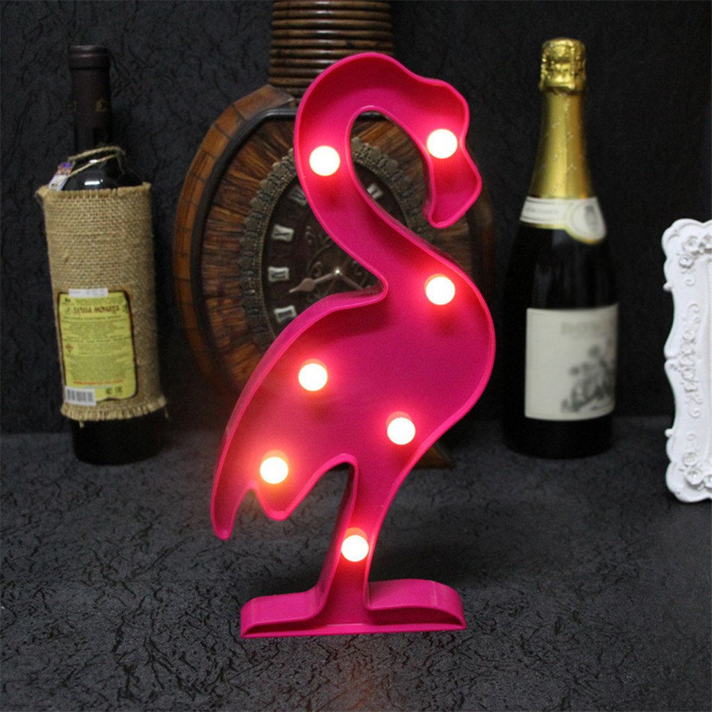 Warm white flamingo LED battery night light 30cm