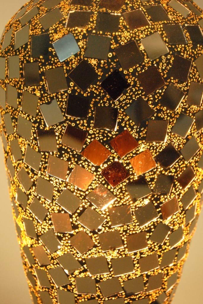 38cm black tile mosaic glass vase table lamp