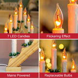 Wooden Christmas candle bridge with 7 flickering lights