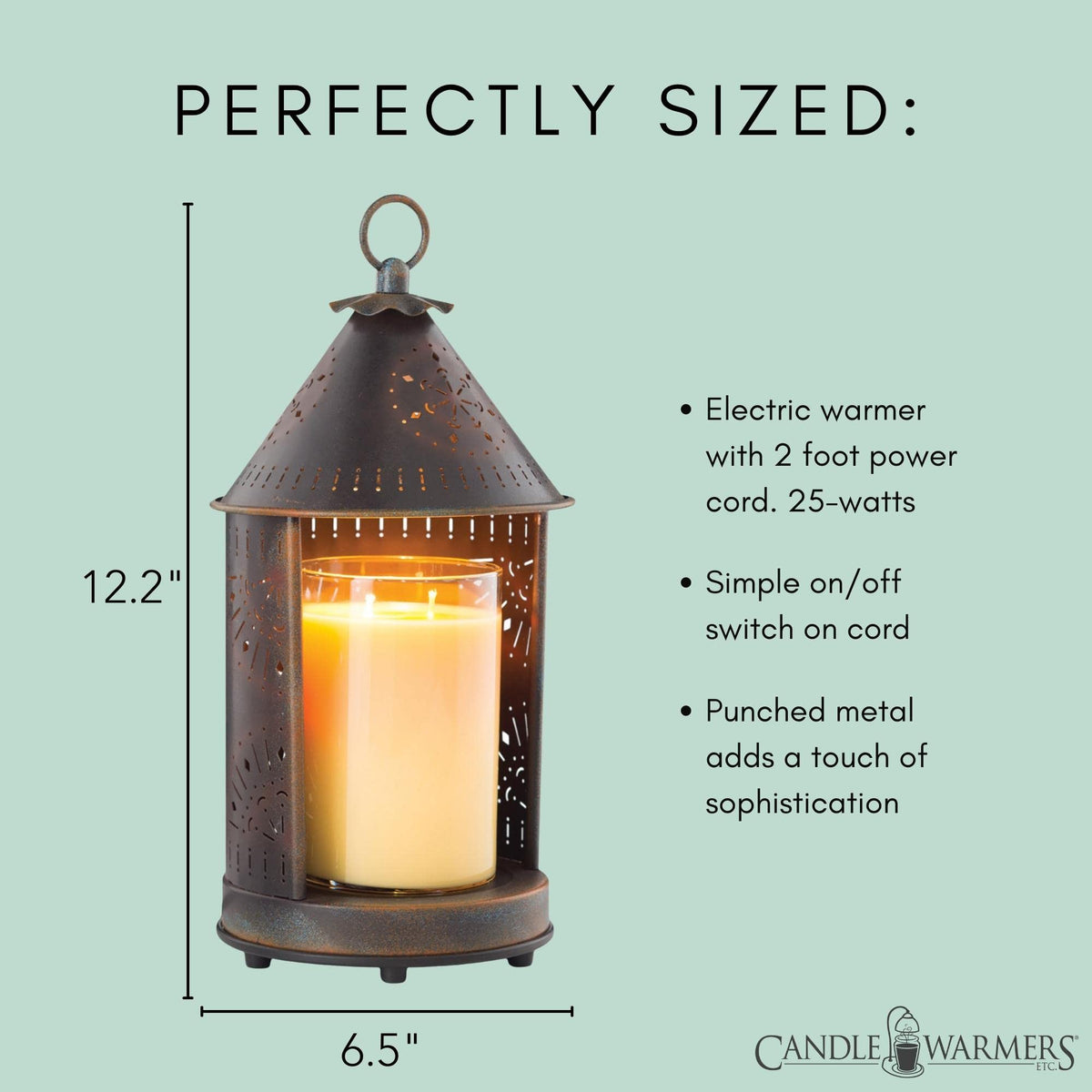 Candle Warmers primitive tin punched candle warmer lantern