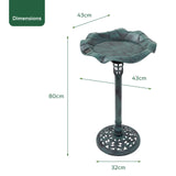 Verdigris garden bird bath with LED illumination