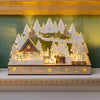 40cm wooden LED Christmas forest house scene with warm white lights