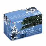 400 bright white LED chaser Christmas lights 27.9m
