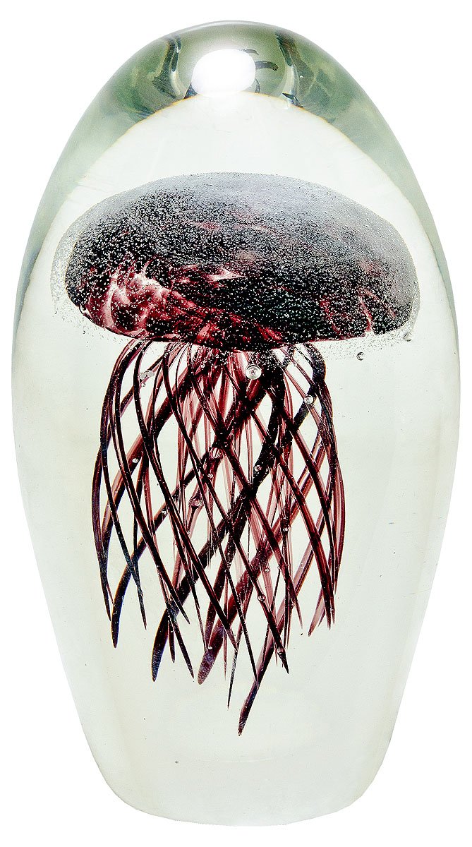 Glass jellyfish paperweight 16cm