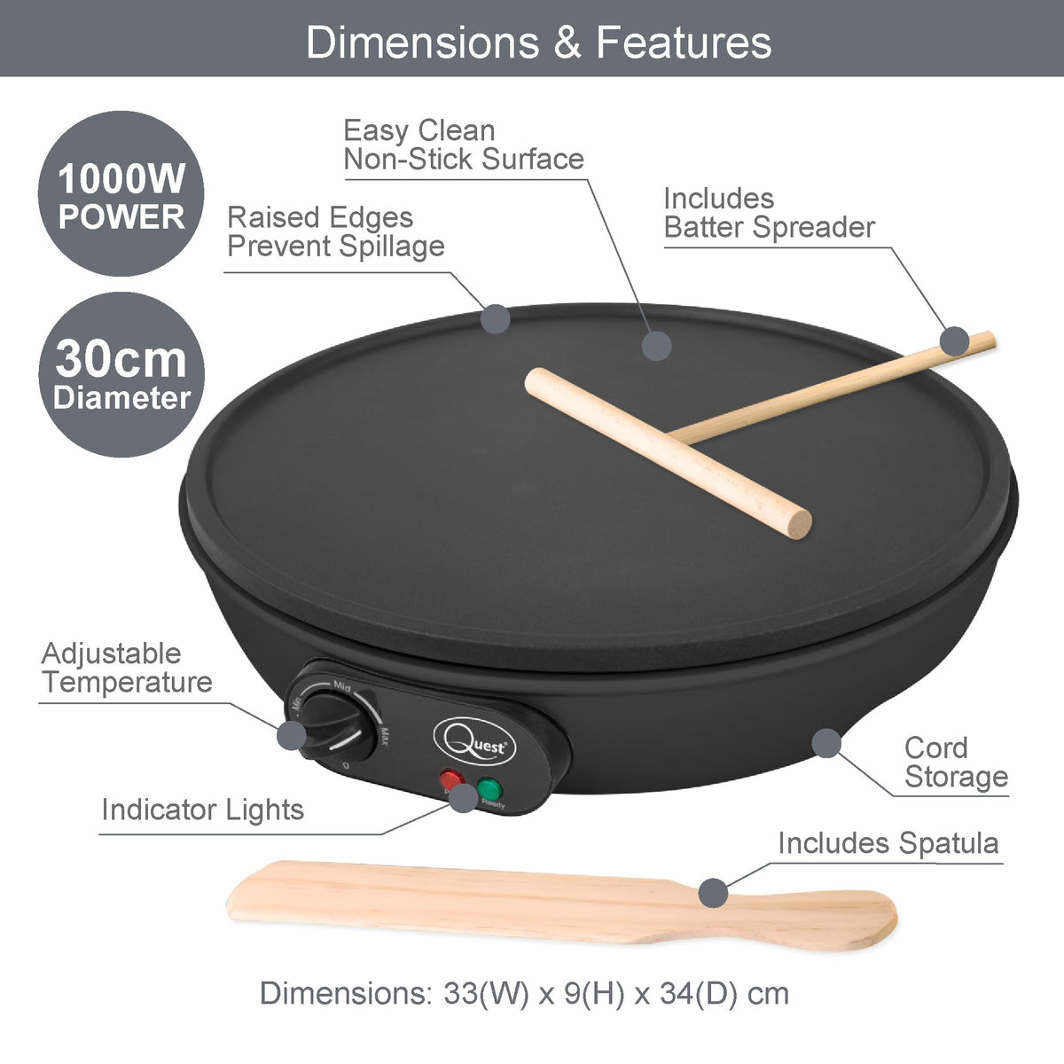 Quest 12in electric pancake and crepe maker