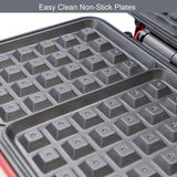 Global Gizmos red two-waffle maker