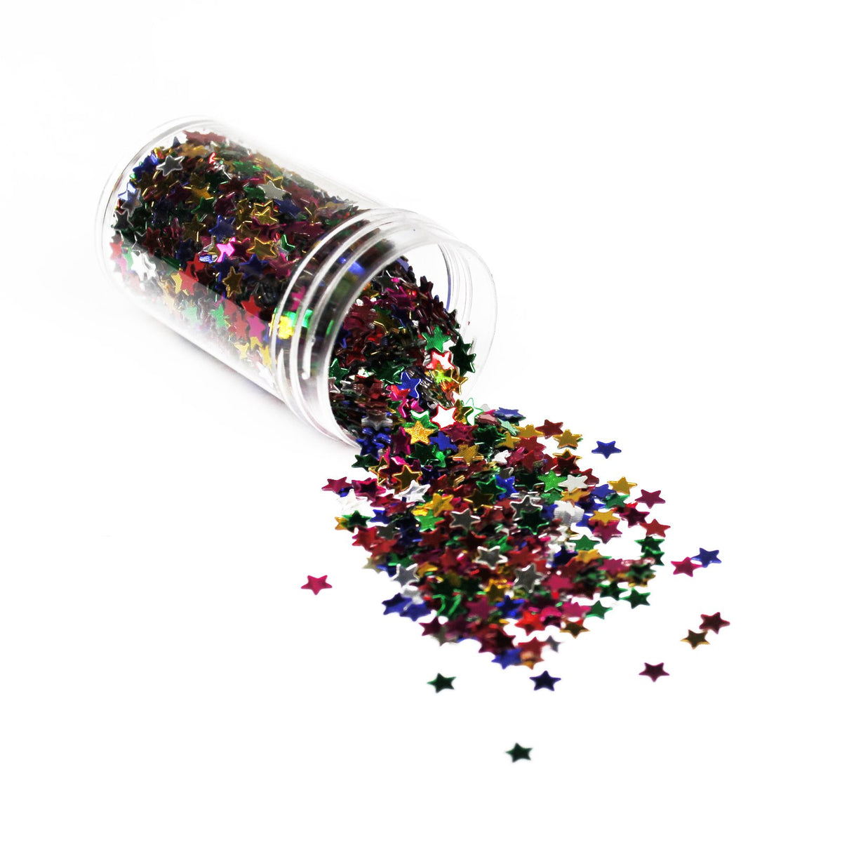 Christmas Star Confetti Glitter Pots, 12 Packs of Assorted Colours Red Silver Gold Multi Coloured