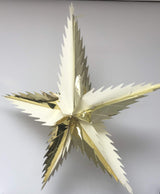 Cream and gold spiky star foil Christmas ceiling decoration